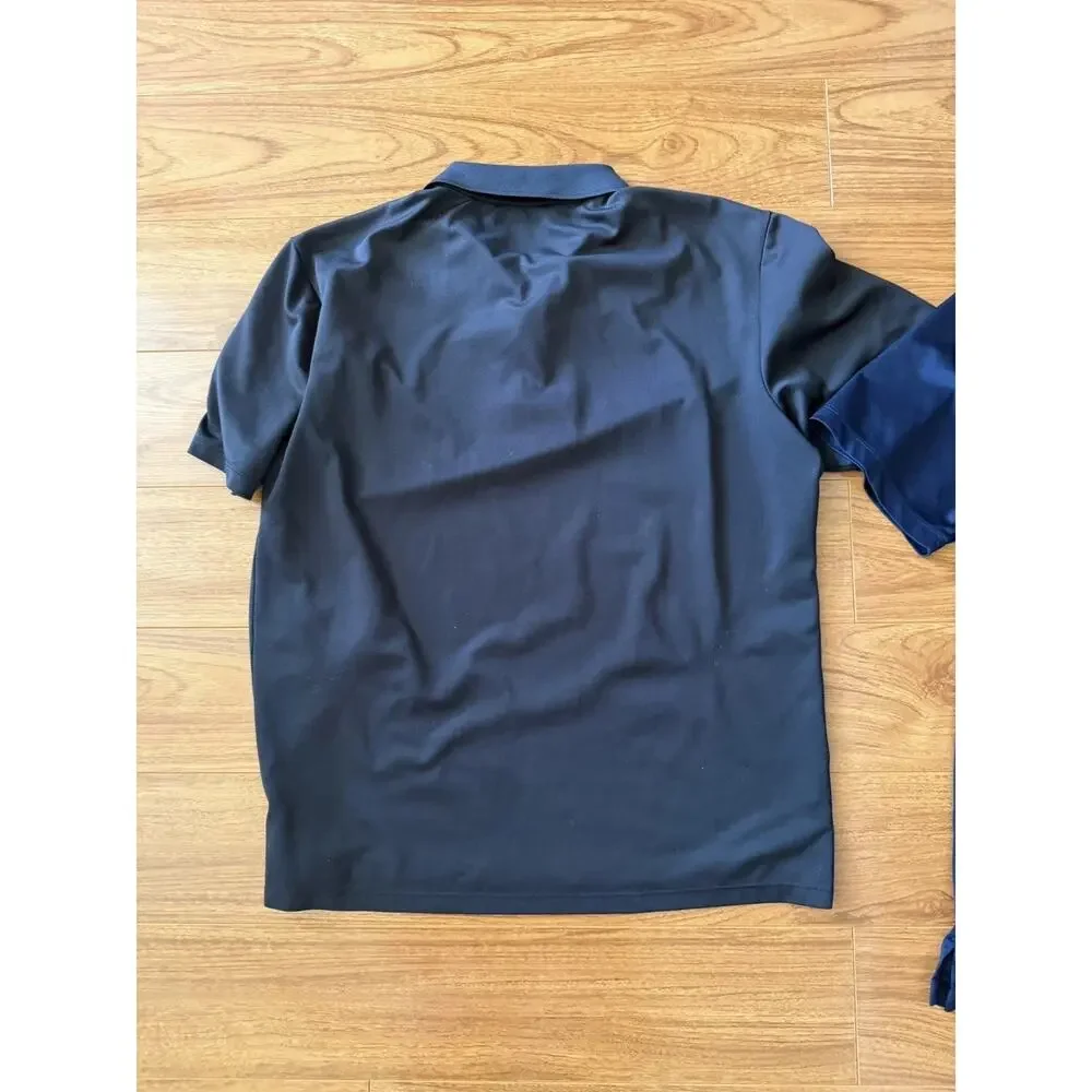 2 Adidas Small Polo Black Shirt Men Sports Logo Casual Golf Stretch Sleeve